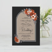 Brande Oranje Floral Arch Black Beige Weddenschap Kaart (Staand voorkant)