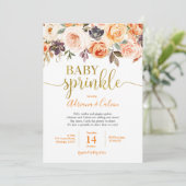 Brande Oranje Floral Baby Sprinkle Shower Invitati Kaart (Staand voorkant)