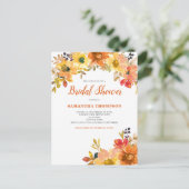 Brande Oranje Floral Bridal Shower Briefkaart (Staand voorkant)