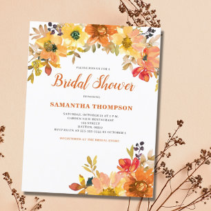 Brande Oranje Floral Bridal Shower Briefkaart