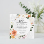 Brande Oranje Floral Lace 100th Birthday Kaart (Staand voorkant)