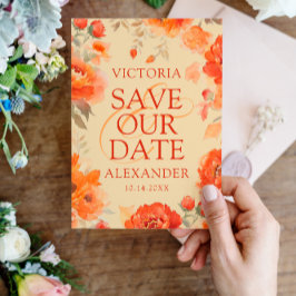 Brande Oranje Floral Wedding Save The Date