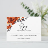 Brande Oranje Roos Floral Wedding RSVP (Staand voorkant)