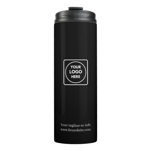 Branded Black Custom Corporate Business Logo Thermosbeker (Voorkant)