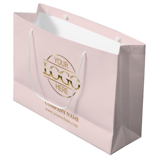 Branded Blush Pink Business Logo Promotionele Groot Cadeauzakje (Voorkant Gekanteld)