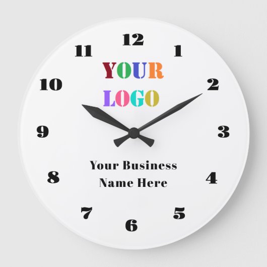 Branded Business Logo and Text Wall Clock Template Grote Klok (Voorkant)