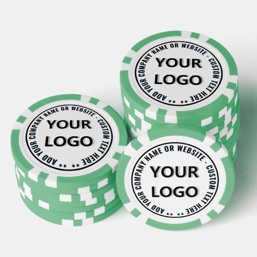Branded Company Logo and Text Poker Chips Example (Opstapeling)