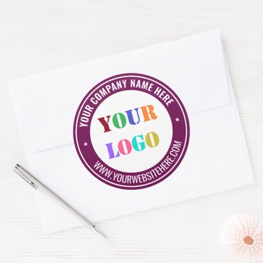 Branded Company Logo Text Round Sticker Template (Envelop)
