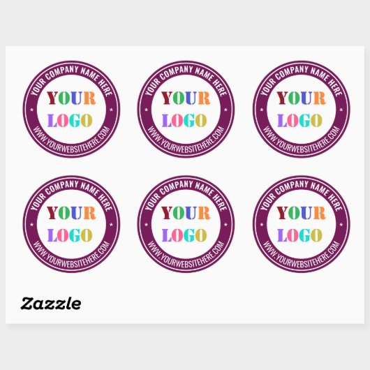 Branded Company Logo Text Round Sticker Template (Vel)