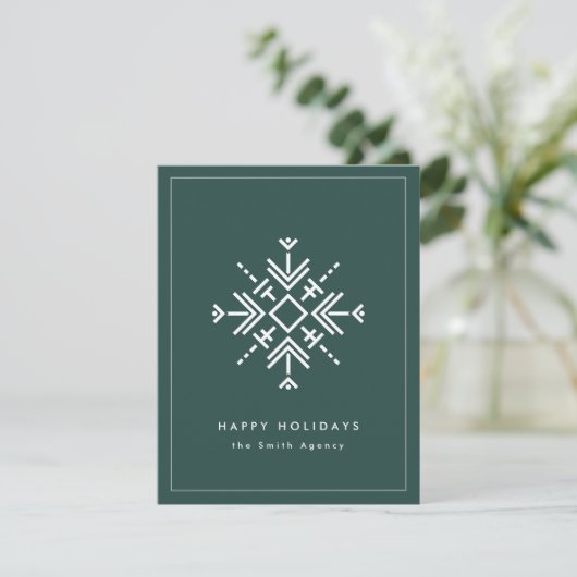 Branded Corporate Modern Snowflake Holiday Kaart (Staand voorkant)
