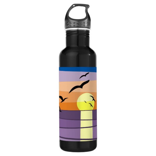 Branded gestileerde zonsondergang · QR-code & webs Waterfles (Voorkant)