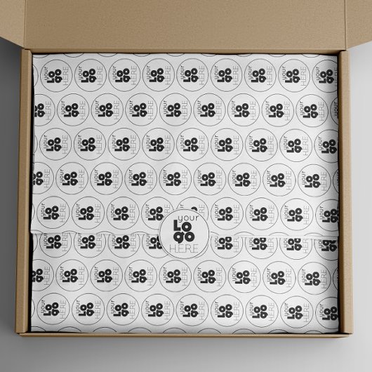 Branded Gift Wrap Custom Zwart Logo op Wit Tissuepapier