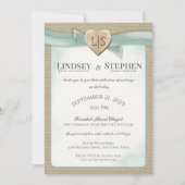 Branded Heart en Ribbon Sage Green Wedding Kaart (Voorkant)