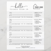 Branded Logo Real Estate Open House Sign-in Sheet (Voorkant)