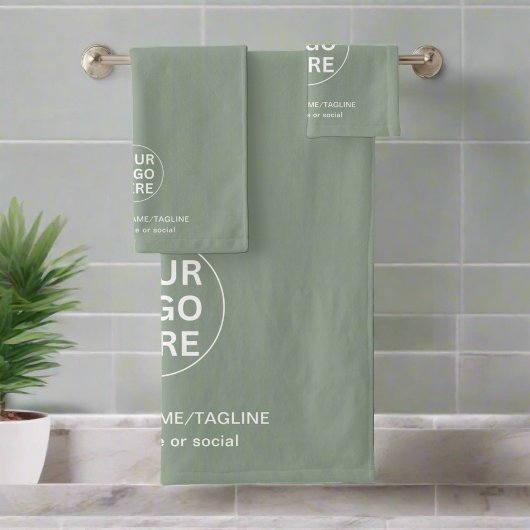 Branded Logo & Tekst Sage Groene Zakelijke Promoti Bad Handdoek