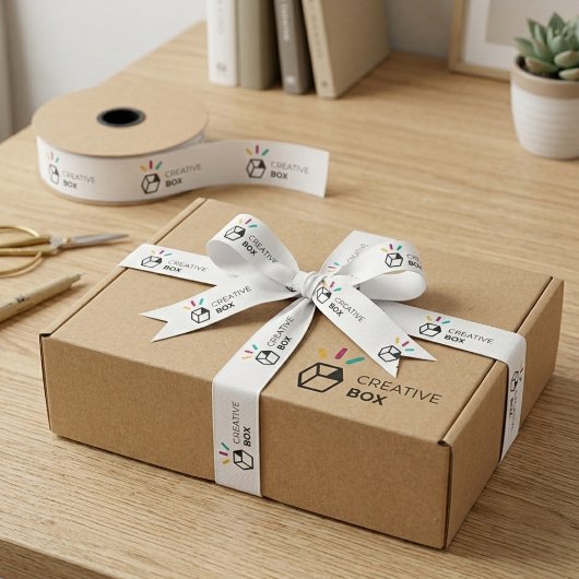 Branded Mailer Box Grosgrain Ribbon with Logo Lint