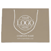 Branded Taupe Beige Business Logo Promotional Groot Cadeauzakje (Voorkant)