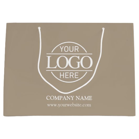 Branded Taupe Beige Business Logo Promotional Groot Cadeauzakje (Voorkant)