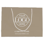 Branded Taupe Beige Business Logo Promotional Groot Cadeauzakje (Achterkant)