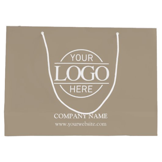 Branded Taupe Beige Business Logo Promotional Groot Cadeauzakje (Achterkant)