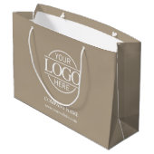 Branded Taupe Beige Business Logo Promotional Groot Cadeauzakje (Achterkant Gekanteld)