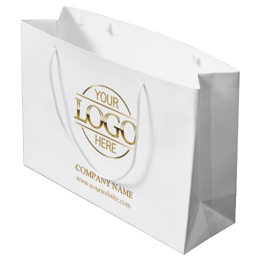 Branded White Gold Business Logo Promotionele Groot Cadeauzakje (Achterkant Gekanteld)