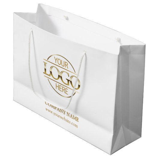 Branded White Gold Business Logo Promotionele Groot Cadeauzakje (Voorkant Gekanteld)