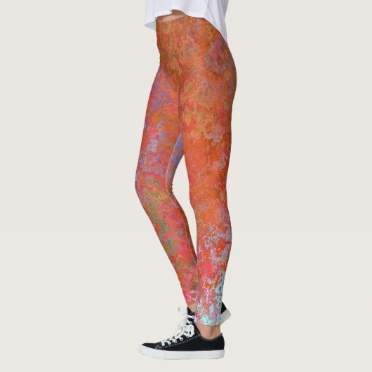 Brandelement Alcoholinkt Abstract Sinaasappel Leggings (Links)