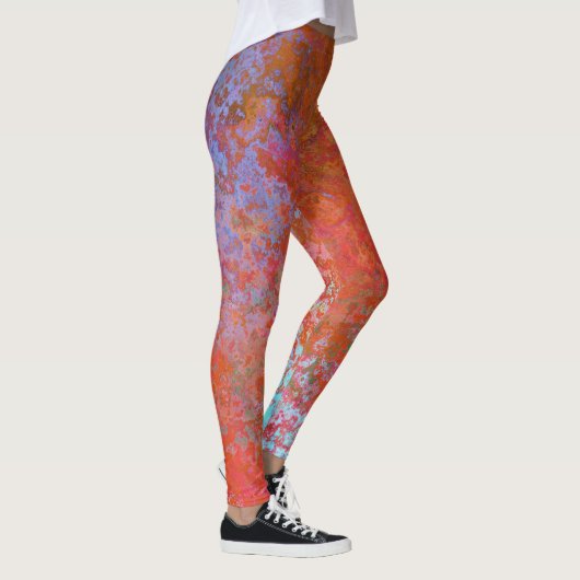Brandelement Alcoholinkt Abstract Sinaasappel Leggings (Rechts)