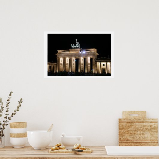 brandenburg berlin nacht poster (Keuken)