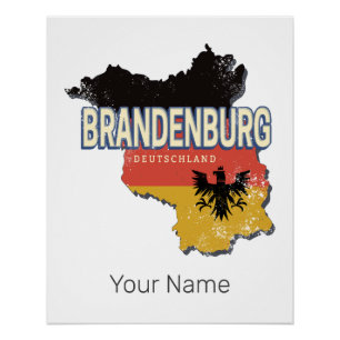 Brandenburg Duitsland Retro Staat Kaart Vintage Perfect Poster