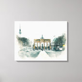 Brandenburg Gate Berlin Waterverf Painting Canvas Afdruk (Voorkant)