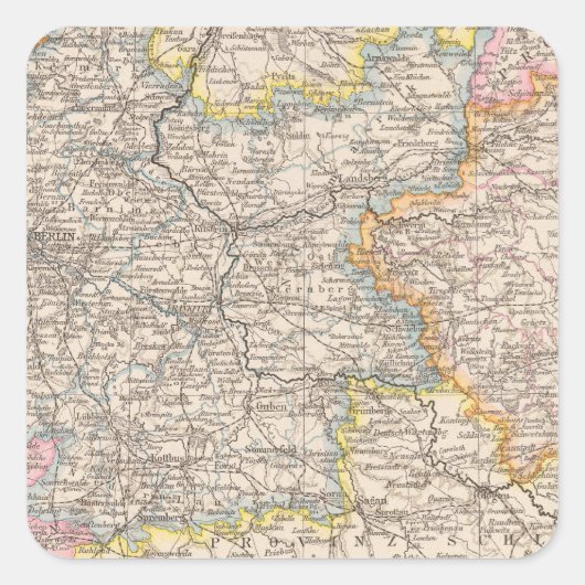 Brandenburg, Posen Atlas Map Vierkante Sticker (Voorkant)