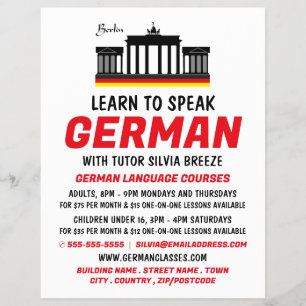 Brandenburg Tor, Duitse taalcursus advertentie Flyer