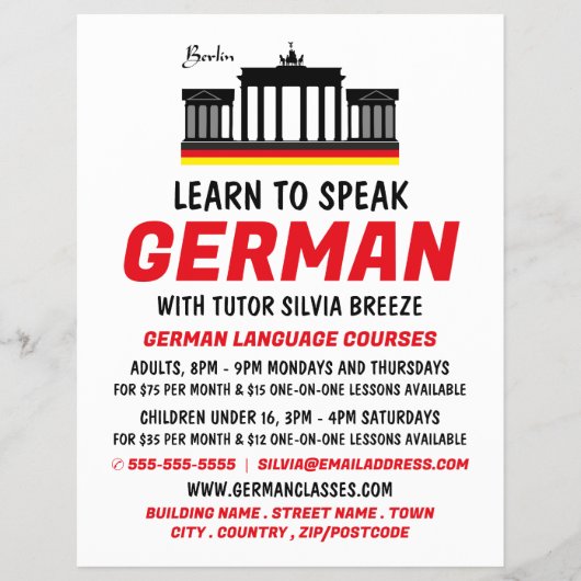 Brandenburg Tor, Duitse Taalcursus Advertentie Flyer (Voorkant)