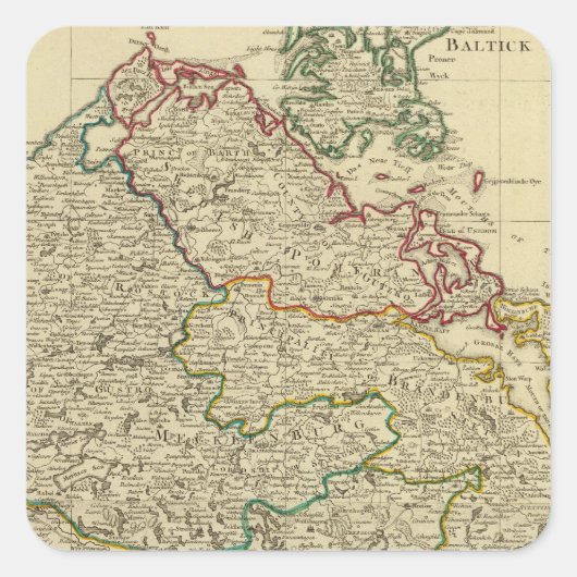 Brandenburg, W Pommeren Vierkante Sticker (Voorkant)