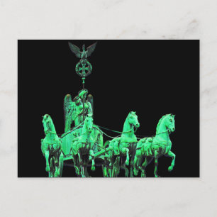 Brandenburger Gate Chariot, Berlijn, Verzadigd, Zw Briefkaart