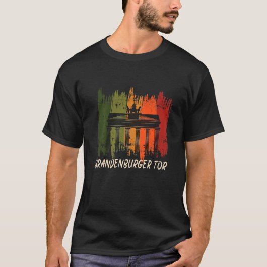 Brandenburger Tor Retro Berlin Duitsland op Parise T-shirt (Voorkant)
