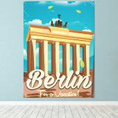 Brandenburgse gate, Berlijnse cartoon Canvas Afdruk (Insitu (Houten vloer))