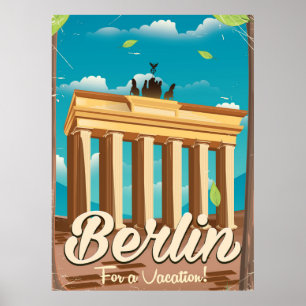 Brandenburgse poort, Berlijn cartoon reisposter Poster