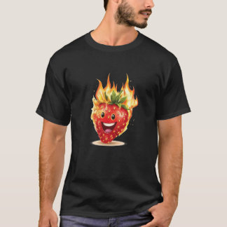 Brandend Aardbei Vlammen Kostuum T-shirt