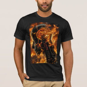 Brandend Cyborg Hoofd Vurig Phoenix Grafisch T-shirt