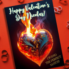 Brandend hart - Aanpasbare Valentijnsdag Folie Feestdagenkaart