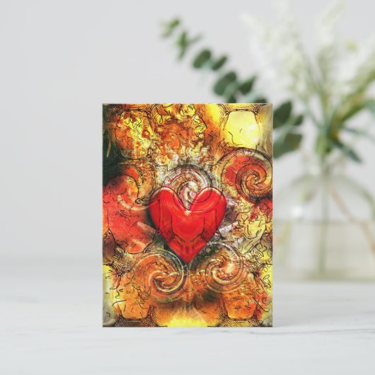 Brandend Hart Briefkaart (Staand voorkant)