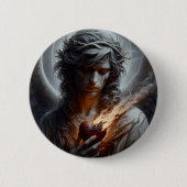 Brandend Hart Knop Ronde Button 5,7 Cm (Voorkant)