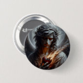 Brandend Hart Knop Ronde Button 5,7 Cm (Voorkant /achterkant)