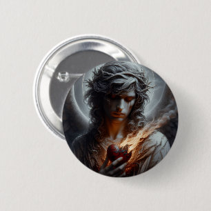 Brandend Hart Knop Ronde Button 5,7 Cm