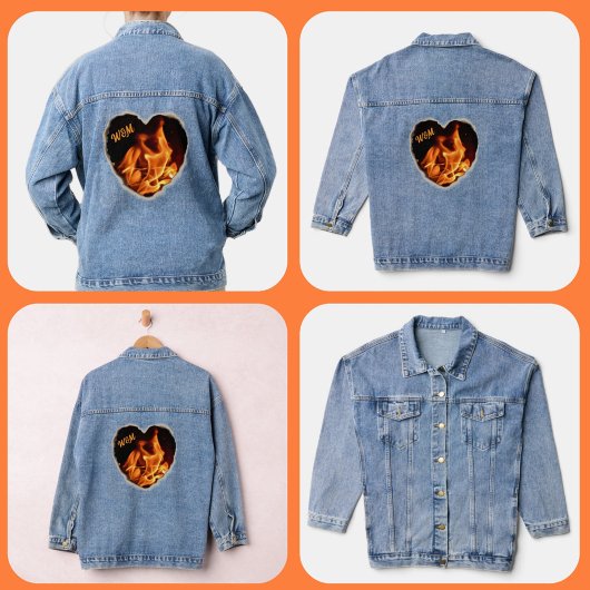 Brandend Hart op Vuur Fotografische Vlammen Denim Jacket
