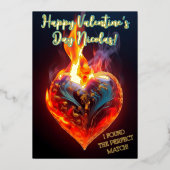 Brandend hart -  Valentijnsdag Folie Feestdagenkaart (Voorkant)