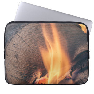 Brandend hout laptop sleeve